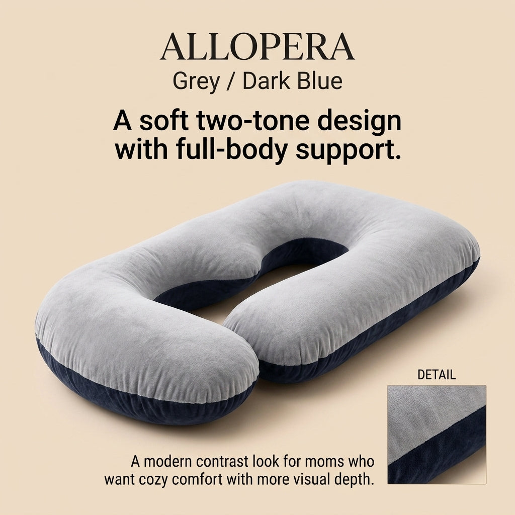 ALLOPERA 57 Inch Pregnancy Pillow for Sleeping | Full Body Maternity Support Pillow, Black-Grey Velvet