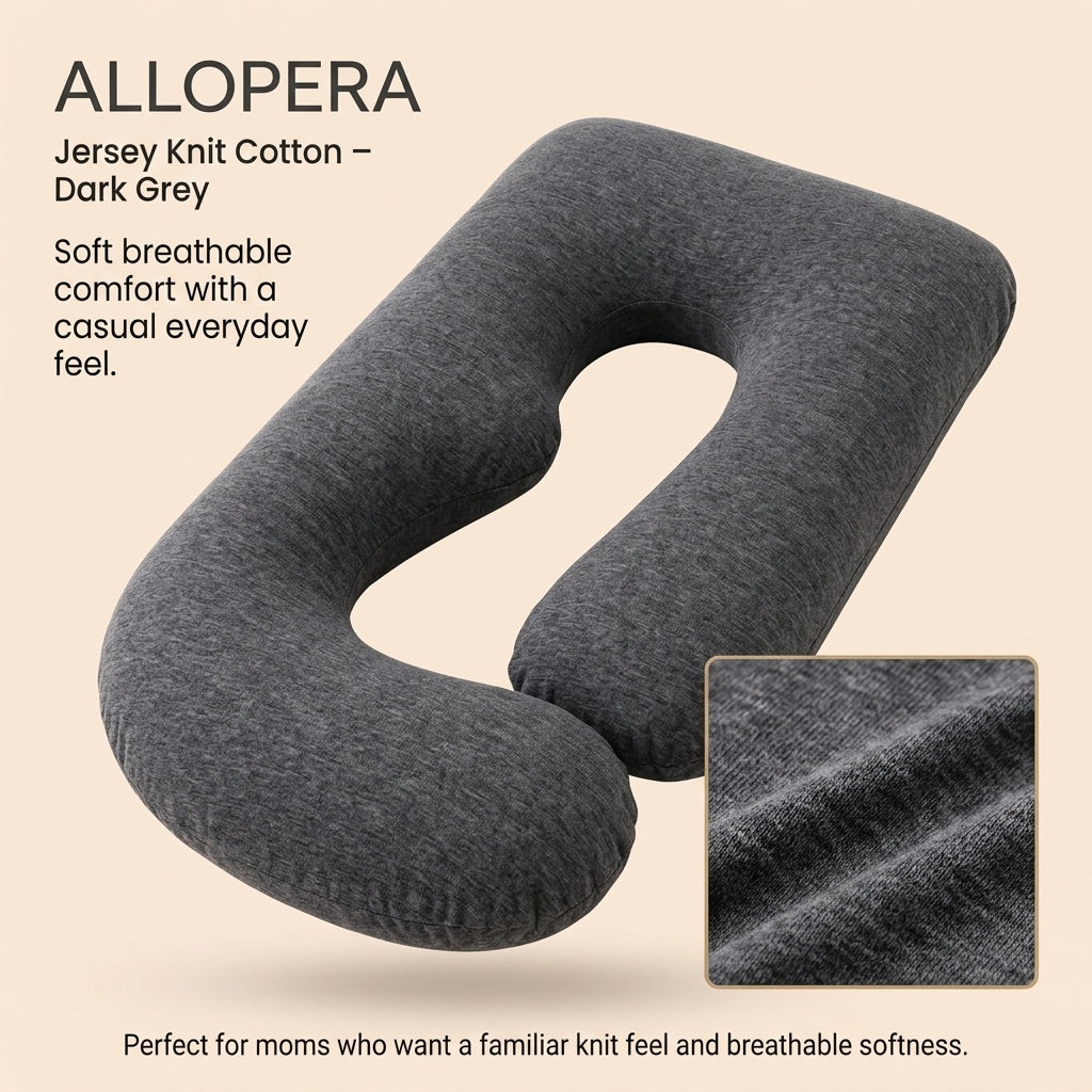 ALLOPERA 57 Inch Pregnancy Pillow for Sleeping | Full Body Maternity Support Pillow, Black-Grey Velvet