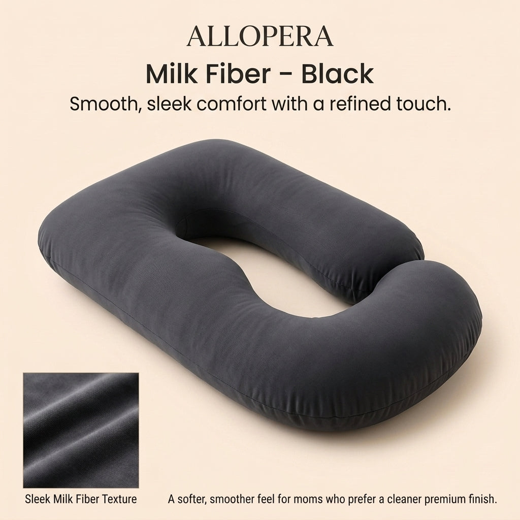 ALLOPERA 57 Inch Pregnancy Pillow for Sleeping | Full Body Maternity Support Pillow, Black-Grey Velvet