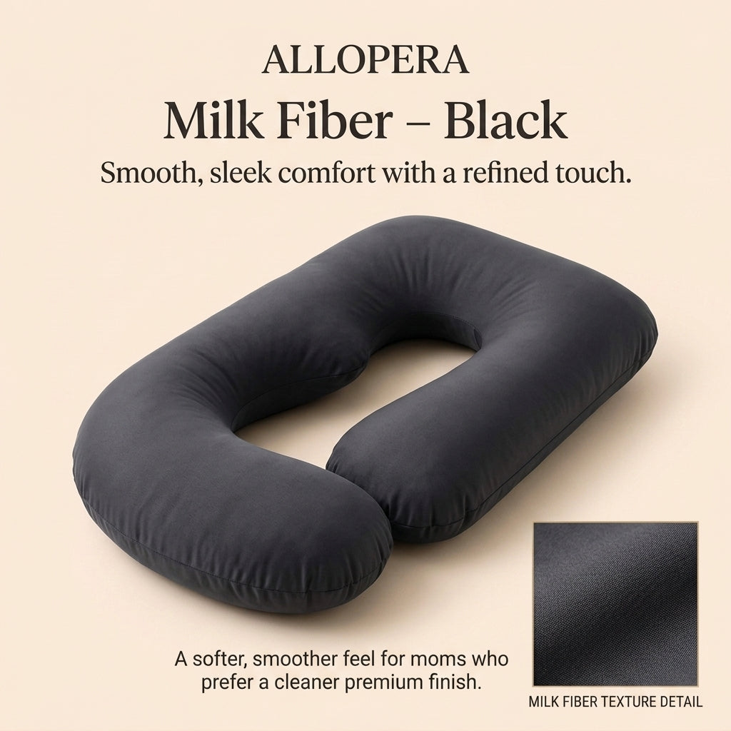 ALLOPERA 57 Inch Pregnancy Pillow for Sleeping | Full Body Maternity Support Pillow, Black-Grey Velvet
