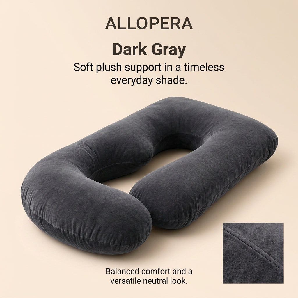 ALLOPERA 57 Inch Pregnancy Pillow for Sleeping | Full Body Maternity Support Pillow, Black-Grey Velvet