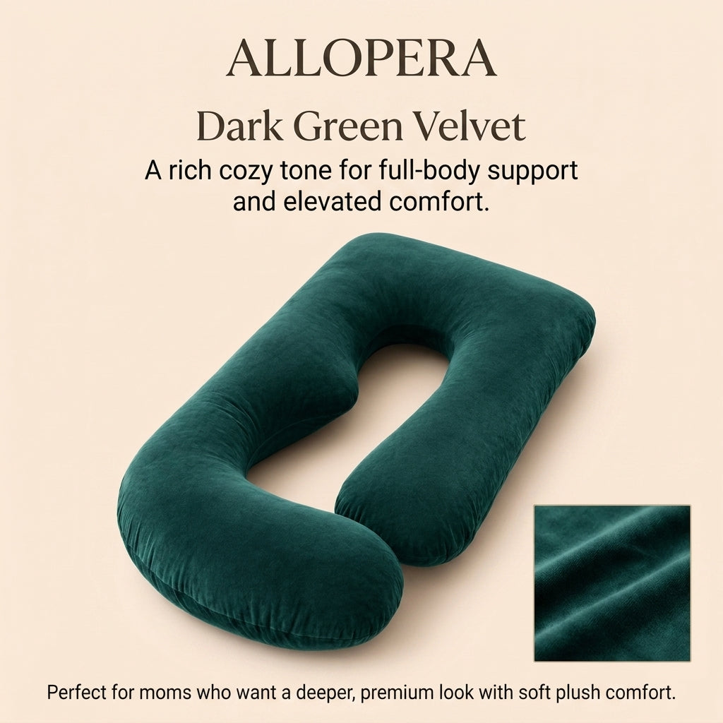 ALLOPERA 57 Inch Pregnancy Pillow for Sleeping | Full Body Maternity Support Pillow, Black-Grey Velvet