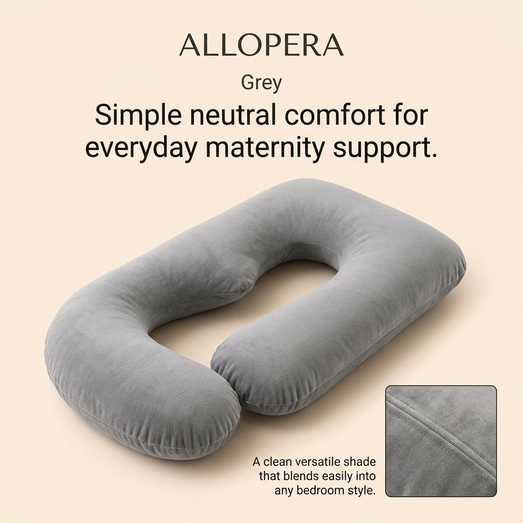 ALLOPERA 57 Inch Pregnancy Pillow for Sleeping | Full Body Maternity Support Pillow, Black-Grey Velvet