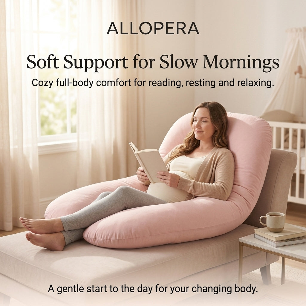 ALLOPERA 57 Inch Pregnancy Pillow for Sleeping | Full Body Maternity Support Pillow, Black-Grey Velvet