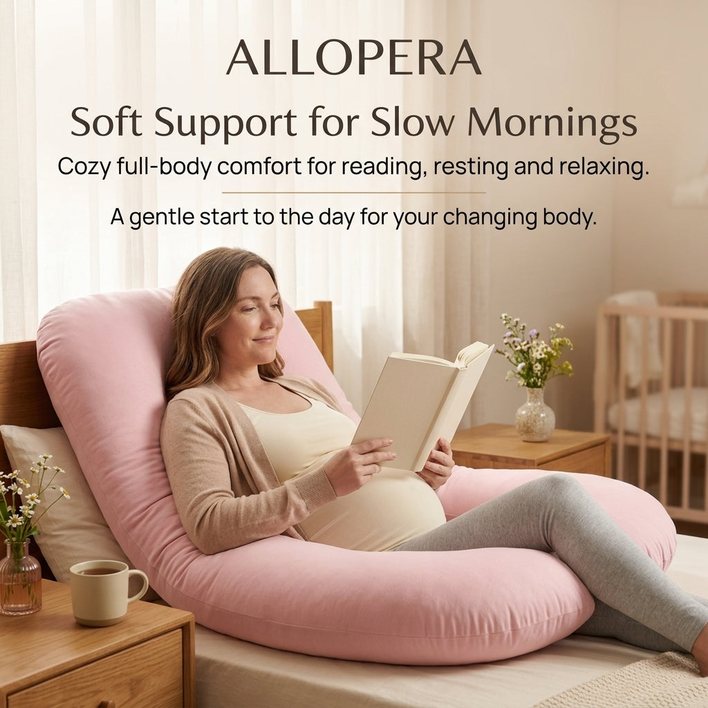 ALLOPERA 57 Inch Pregnancy Pillow for Sleeping | Full Body Maternity Support Pillow, Black-Grey Velvet