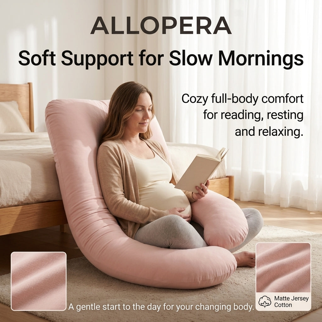 ALLOPERA 57 Inch Pregnancy Pillow for Sleeping | Full Body Maternity Support Pillow, Black-Grey Velvet