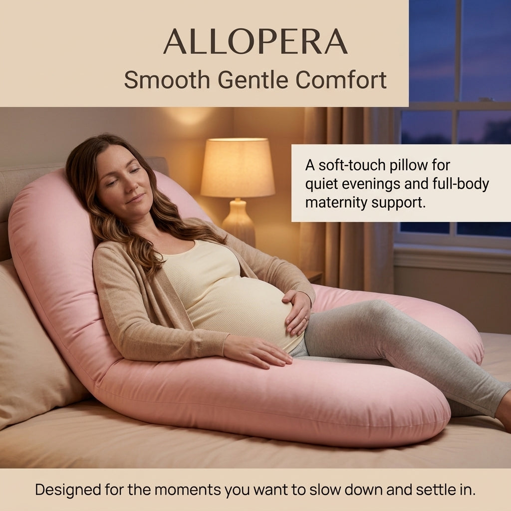 ALLOPERA 57 Inch Pregnancy Pillow for Sleeping | Full Body Maternity Support Pillow, Black-Grey Velvet