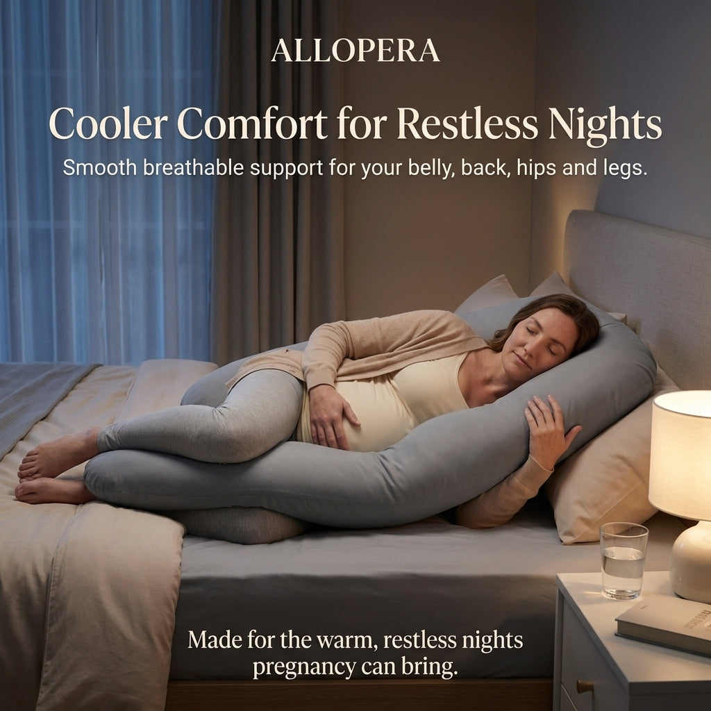 ALLOPERA 57 Inch Pregnancy Pillow for Sleeping | Full Body Maternity Support Pillow, Black-Grey Velvet