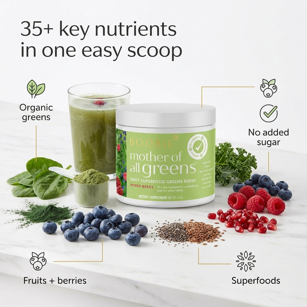 Boobie Mother of All Greens Mixed Berry | Pregnancy & Breastfeeding Superfood Greens Powder
